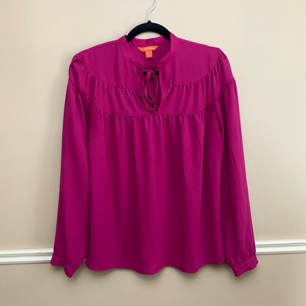 Joe Fresh Tie Neck Magenta Blouse Size Medium
